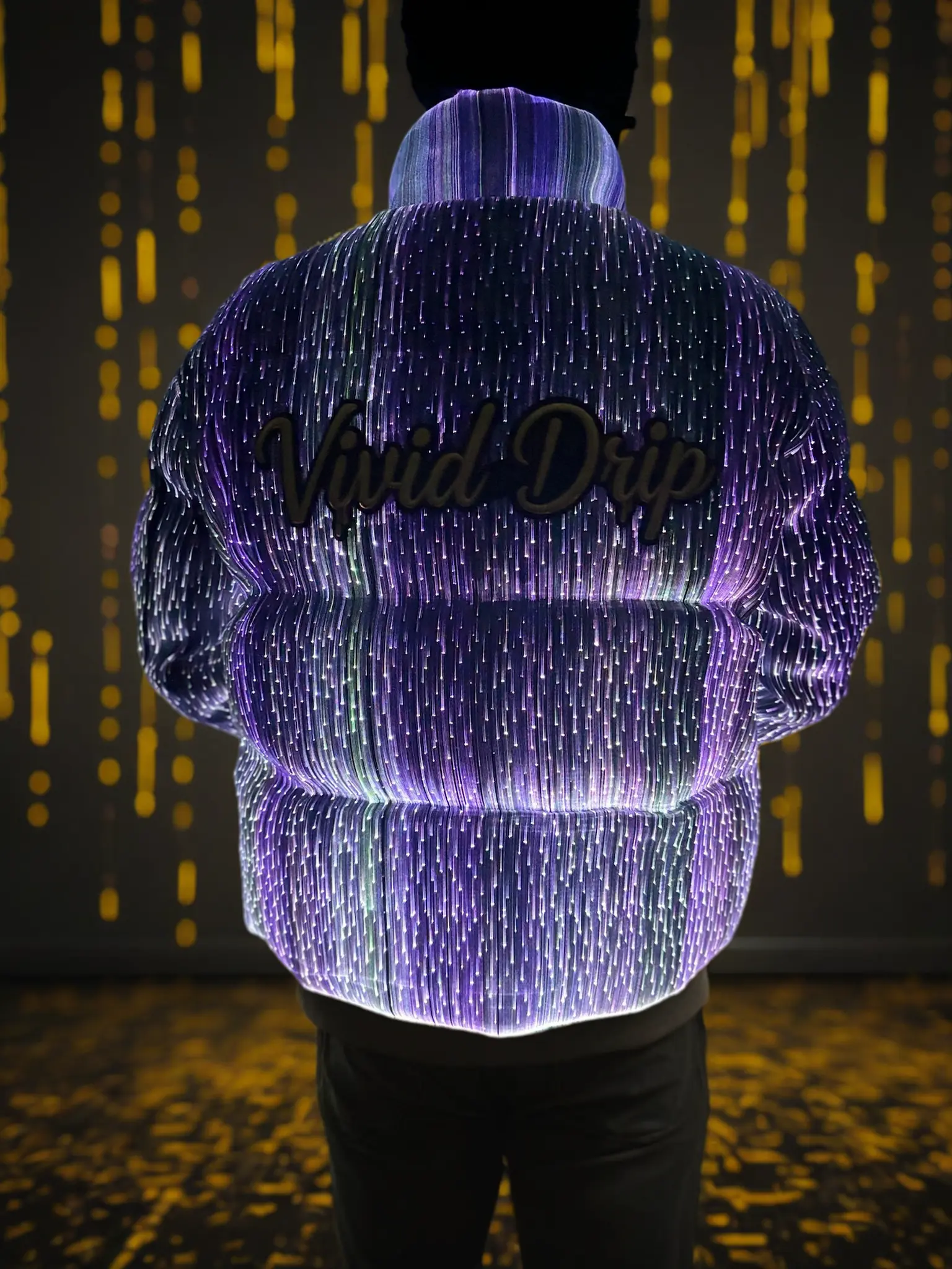 Vivid Drip LED Puffer Coat for Men - Men's Jacket - Jackets, Menswear