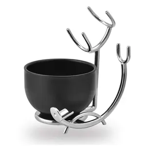 2PC Barber Razor & Shaving Brush Stand with Soap Bowl,Razor & Brush Holder Set stainless steel shaving set for men Father’s Day Dad gift