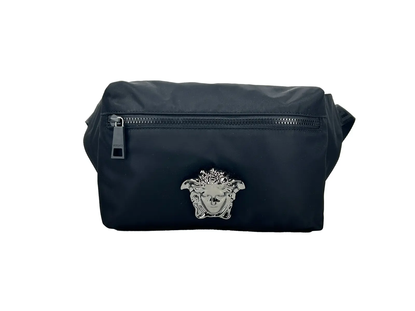 Pre-owned VERSACE Nylon Belt Bags Medusa Black Belt Bag Waist Fanny Pack Women's Purse