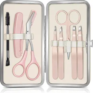 [New Deal] Tweezers for Women Facial Hair, 8 in 1 Eyebrow Kit with Tweezers, Eyebrow Trimmer Scissors, Razor, Brush with Travel Bag, Hair Plucking Daily Beauty Tools