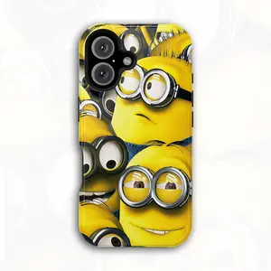 Minions Tough Phone Case, Cute Cartoon Design, Durable Shockproof Protective Dual-Layer Cover for iPhone 17 16 15 14 13 12 11 Pro Max