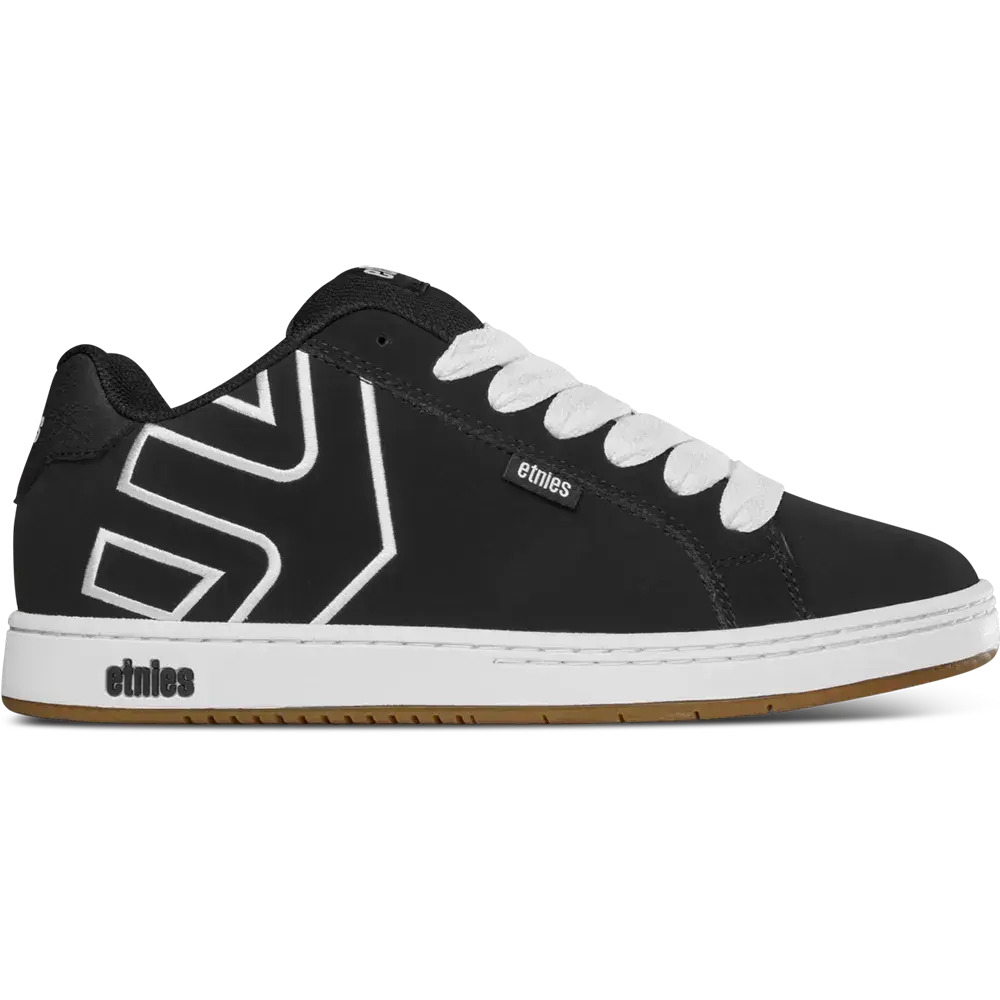etnies Fader Black/White Retro Skate Shoes, All-Day Cupsole Comfort, Wide Padded Suede, Grippy Outsole, 90s Skate Classic Reissued Sneakers, Casual Wear, 300 Nbs Sole, Cupsole Fit