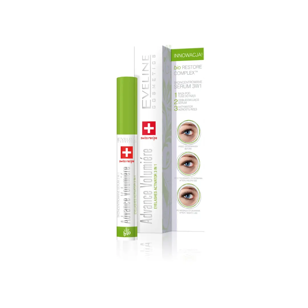 Eveline Cosmetics Advance Volumiere Eyelash Growth Activator 3 in 1 Daily Makeup Serum Brush Restore