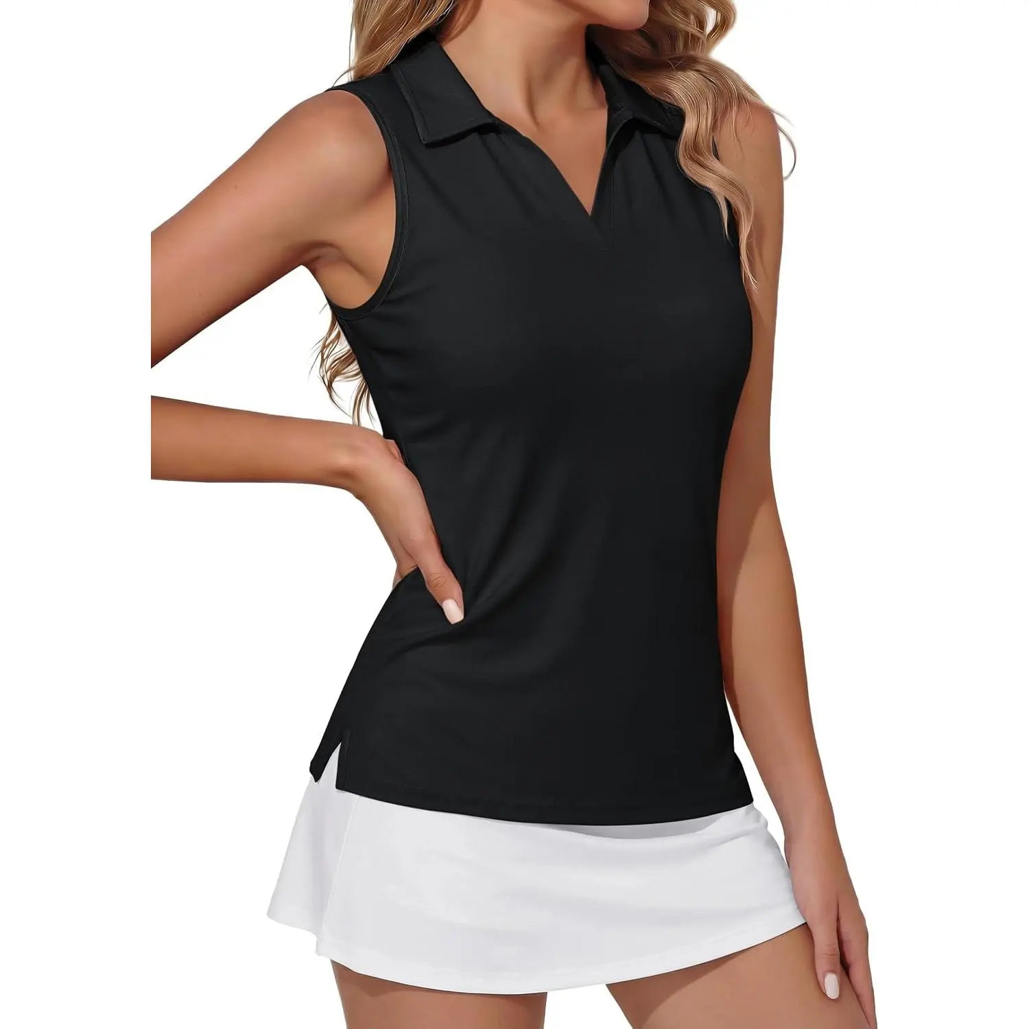 Women's Sleeveless Golf Polo Shirt UPF 50+ Collared Tennis Top V Neck Athletic Workout Tank Quick DryGift