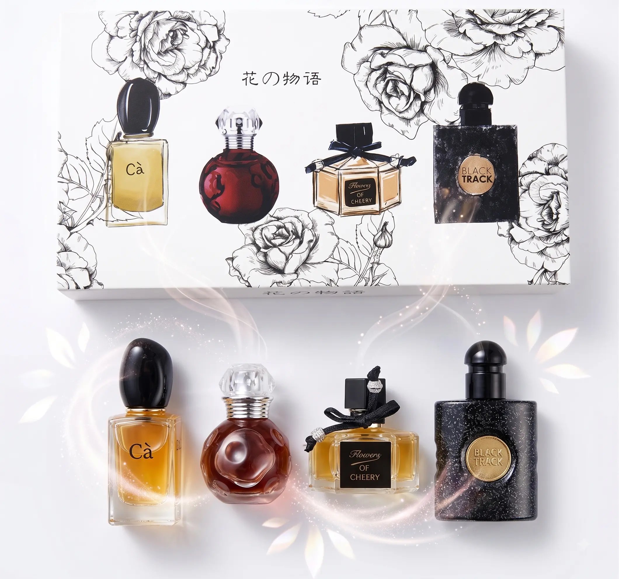 Mini Perfume Set for Women, 4 Piece Floral Sweet Fragrance Collection, Vanilla Amber Fruity Gourmand Scent Sampler, Travel Size Eau de Parfum