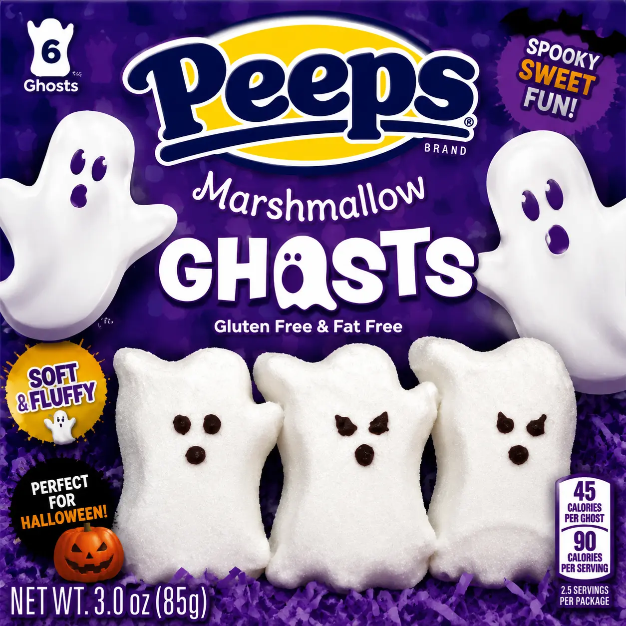Peeps Halloween Marshmallow Ghosts 3 oz 12 Count Spooky Candy Treats