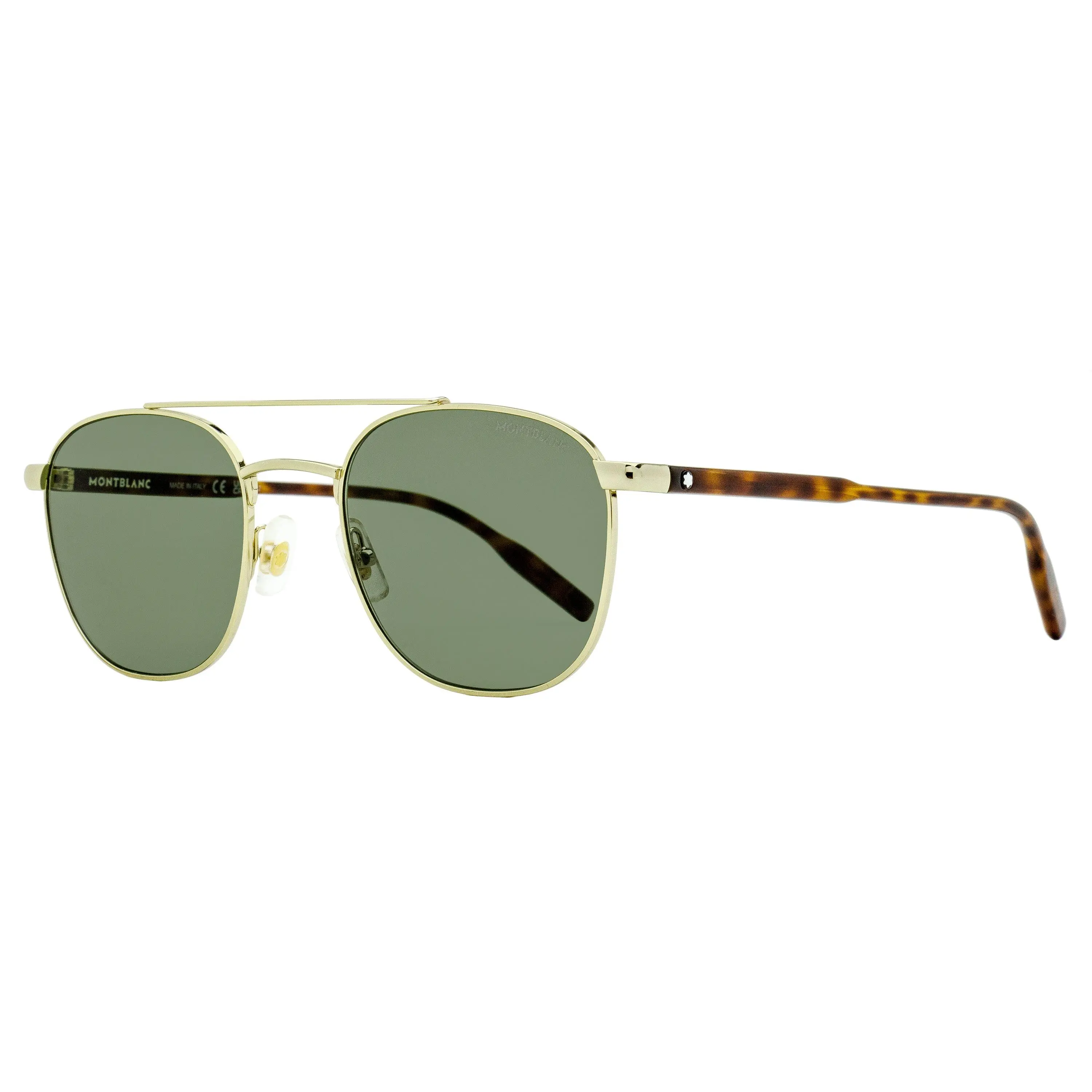 1950s Style Men's Sunglasses, Rounded-Square Frame with Gold Double Bridge & Havana Acetate, UV Protected, Anti-Slip Tips - 54mm