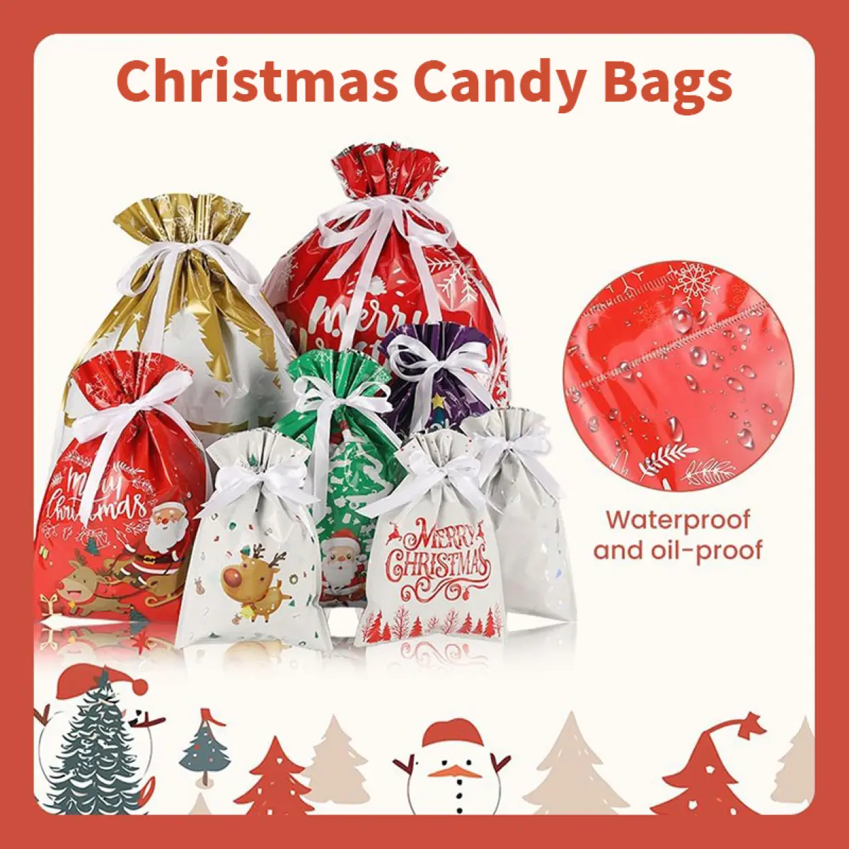25-Pack Christmas Gift Bags – Festive Santa & Snowman Drawstring Wrapping Bags with Tags, Perfect for Holiday Gift Giving & Party Surprises Christmas Halloween Decorations