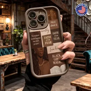 Vintage Faith Over Fear Black Girl Magic Collage Design Case for iPhone 17 16 15 14 Pro Max 13 12 11 XR XS Plus Air Slim Shockproof Protective Durable TPU Cover