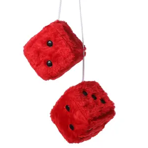 Plush Dice Car Mirror Hanging Decorations, Vintage Dices with Spots, Set of Two, Perfect for Interior Decoration, Car Ornament