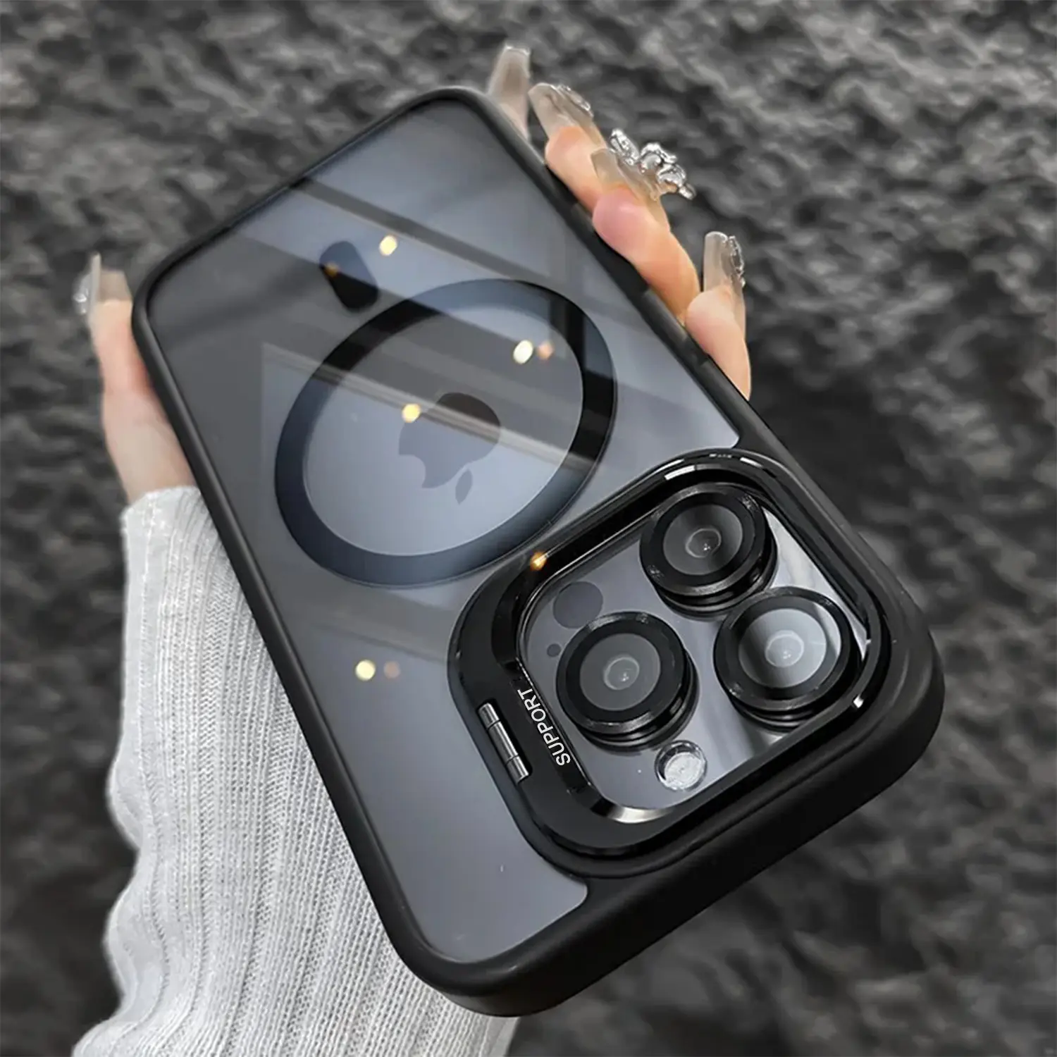 Luxury Magnetic Shockproof Phone Case For iPhone 17 Pro Max 16 15 14 13 12 11 Magsafe Funda Stand Glass Lens Protector Cover