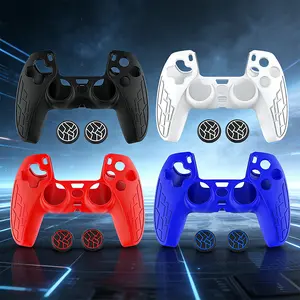 PS5 Controller Silicone Skin - 4-Color Shockproof Protective Cover with 2 Free Thumb Grips for Gamers