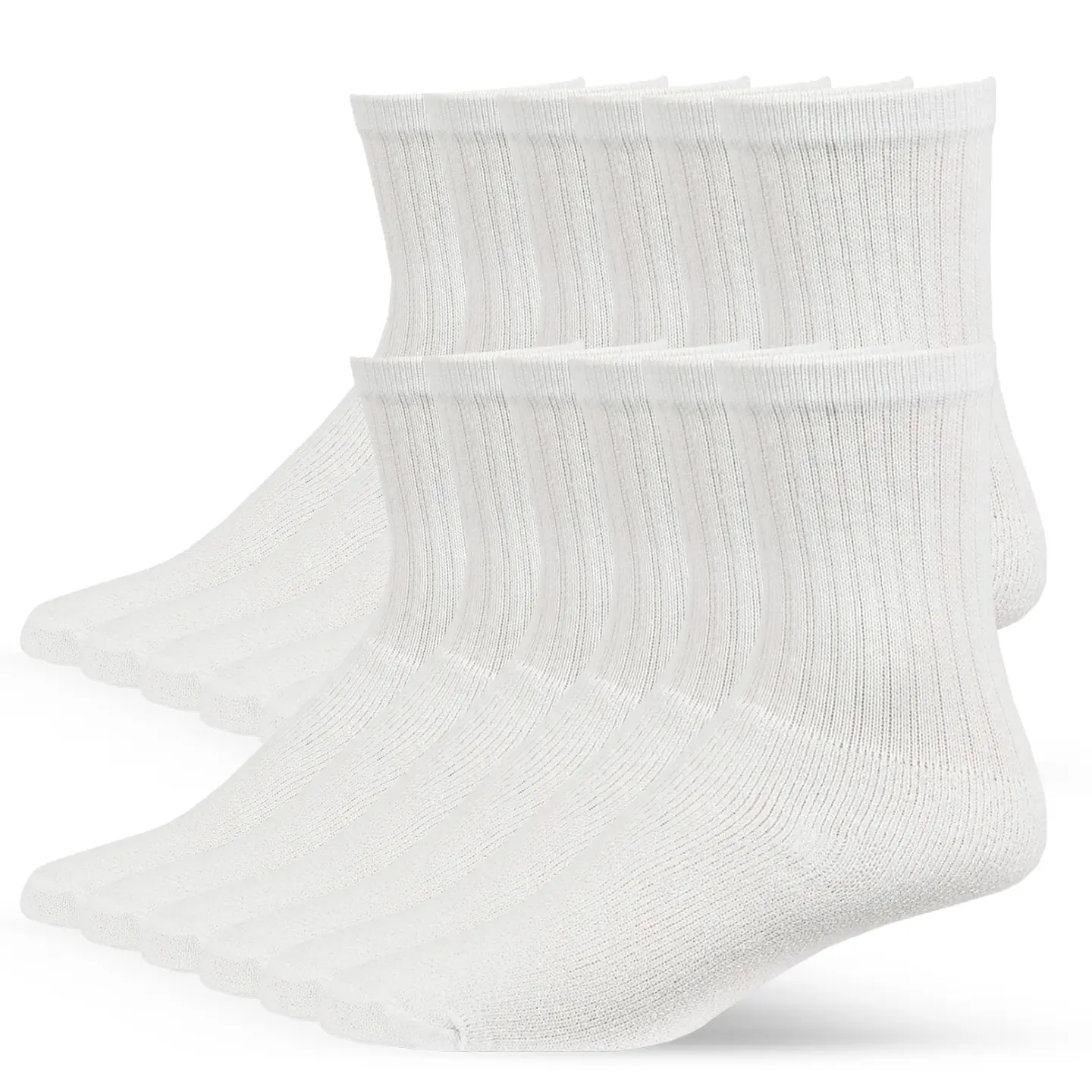 12 Pairs Crew Socks Cotton Unisex Solid Color Athletic Sports Workout Compress Soccer Running Comfort Cozy Sweat-absorbing Anti-Slip Comfy Value Pack