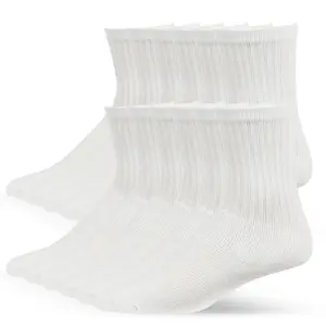 12 Pairs Crew Socks Cotton Unisex Solid Color Athletic Sports Workout Compress Soccer Running Comfort Cozy Sweat-absorbing Anti-Slip Comfy Value Pack