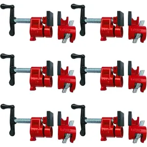 Pipe Clamps 3/4 inch 6 Pack Pipe Clamps for Woodworking for Carpentry, Home Improvement, and DIY Projects (3/4 IN with Pads)