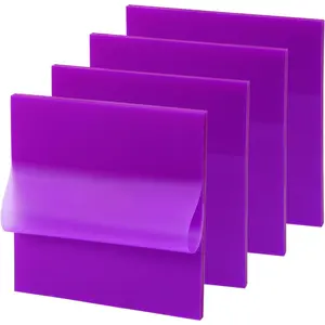 4 Pack Transparent Sticky Notes 7.6x7.6CM Self-Stick Book Tabs 200 Sheets  PET  Memo Label Markers Sticky Notes Pad (Purple)