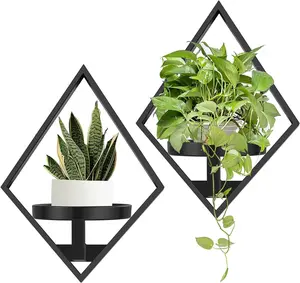 2pcs Plant Stand,Indoor Outdoor Wall Decor,Christmas Decorations,Wall Plant Holder,Plant Shelf,Wall Hanging Planters,Plant Hanger,Outdoor Wall-Mounted Plant Rack Black Metal Room Decor,Floating Shelves Decor,Hanging Shelves,Floating Frames