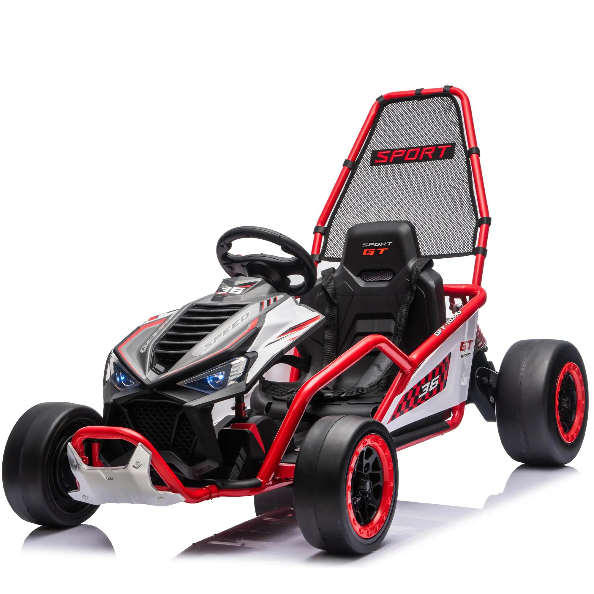 24V 400W Kids Electric Drift Go Kart, Off-Road Ride-On Toy for 6-12 Year Olds with Roll Cage, Bluetooth Audio, 5-Point Harness, 5-7.5MPH Adjustable Speed, Suspension System for Fun and Safe Riding