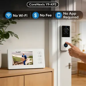 Wireless Video Doorbell with Monitor Screen,Smart real-time, Local Storage Support TUYA App, No Monthly Fees, NO WiFi, NO APP Needed, Infrared night vision, 2.4G video doorbell, zero wiring design, Two-way video intercom, Waterproof, remote unlocking