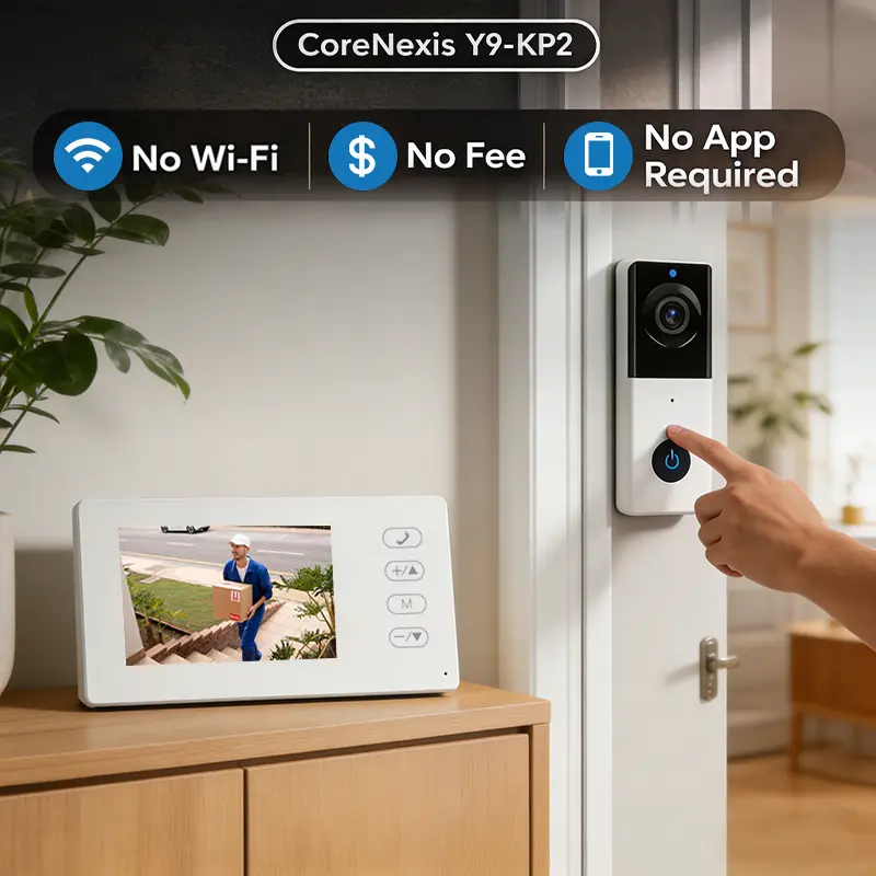 Wireless Video Doorbell Camera with Monitor Screen, 2.4G, Tuya App Compatible, No Monthly Fees, No WiFi Needed, 0 Wiring Design, Smart Real-Time Viewing, Infrared Night Vision, 2-Way Video Intercom, Waterproof, Remote Unlocking