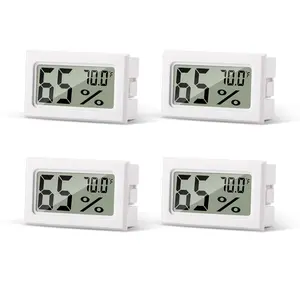 4-Pack Mini Hygrometer Indoor Humidity Meter, Digital Humidity Gauge Indoor Thermometer (?) for , Office, Reptile, , Greenhouse, Lab, Terrarium, Cellar, Humidors A02 White