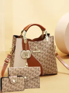 Women's Geometric Pattern Shoulder Bag Set, Casual All-Season Handbag & Crossbody Bags, Trendy Streetwear Accessories, Fashion Purses, Fashionable Patterned Bag, Fashionable Shoulder Bag, Fashionable Unique Bags