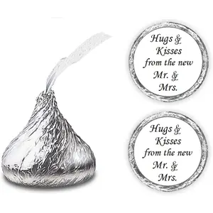 324 Hugs and Kisses from The New Mr. & Mrs. Kiss Wedding Stickers, Chocolate Drops Labels Stickers for Weddings, Bridal Shower Engagement Party Decorations, Kisses Favors Decor. Made in USA