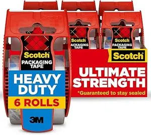 Scotch Heavy Duty Shipping Packing Tape, Clear, Packing Tape for Moving Boxes and Packaging Supplies, 1.88 in. x 22.2 yd., 6 Roll Dispensers, Moving Supplies