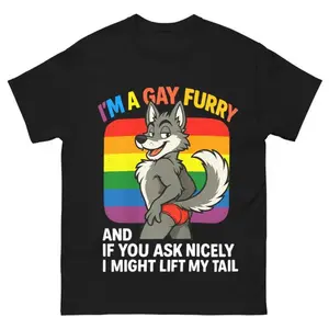 GGOR Gay Furry Pride T-Shirt Funny LGBTQ Shirt I'm a G^y Furry Tee Rainbow Fox Furry Shirt Cute Pride Gift for Furry Fans and Gay funny shirt