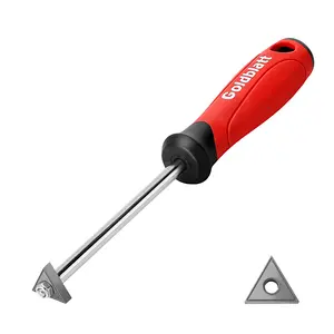 #fathersdaygift Goldblatt Grout Removal Tool with Replacement Carbide Tip - Professional Grout Cleaner, Caulking Remover, Scraper with Soft-Grip Handle, for Cleaning Floor Ceramic Tile Gaps, Tile Joints or Corners