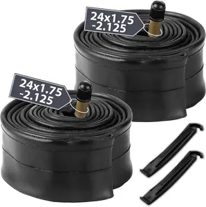 2-Pack  Inner Tubes: 20/24/26/27.5/29 x1.75-2.125 Inch Bicycle Inner Tube AV 32mm Schrader Valve with 2 Tire Levers Included