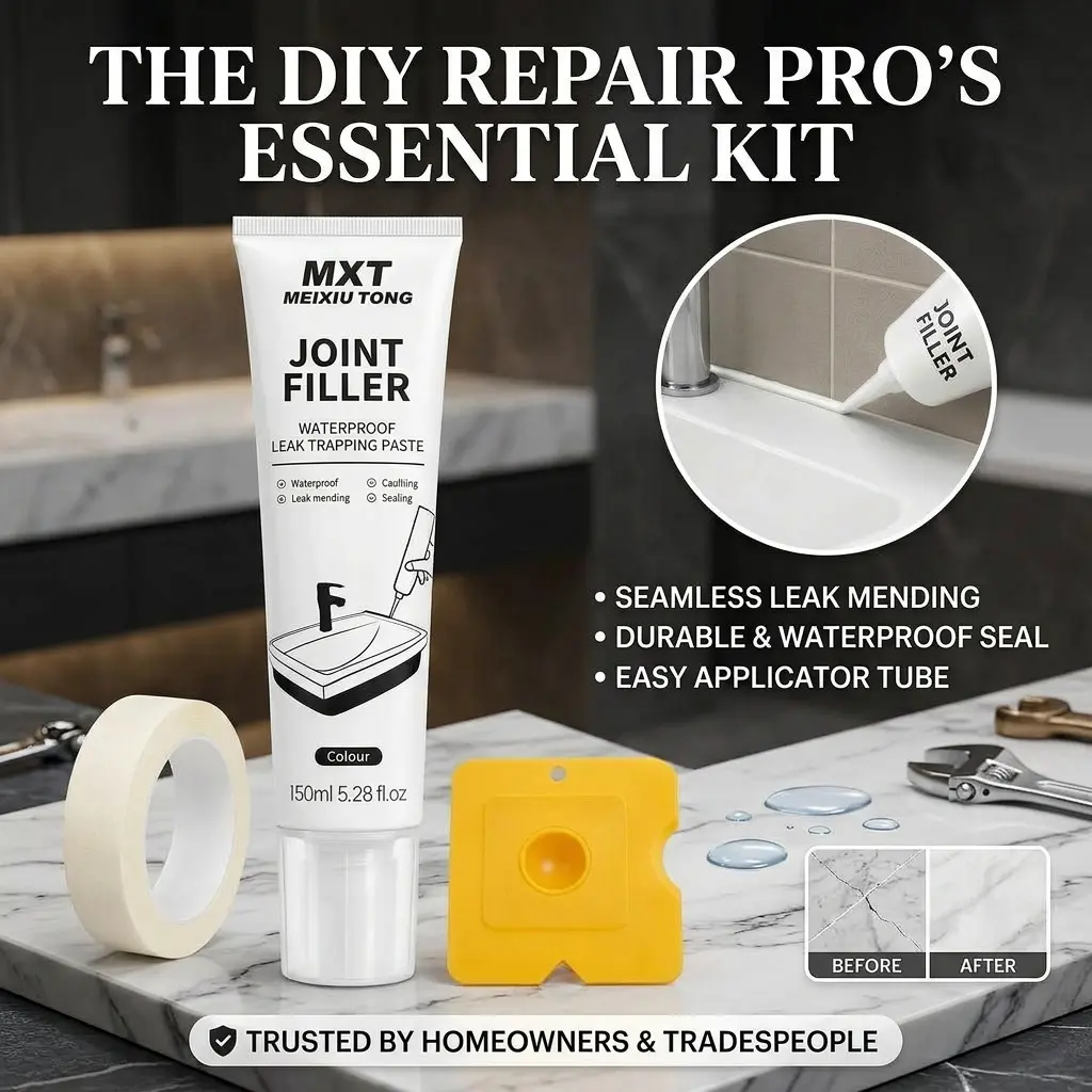 Joint Filler Tile Grout Repair Paste, Waterproof Leakproof Sealing Caulk, for Bathroom Kitchen Sink Toilet Tile Gaps, 150ml Repair Kit with Masking Tape & Scraper sohochic