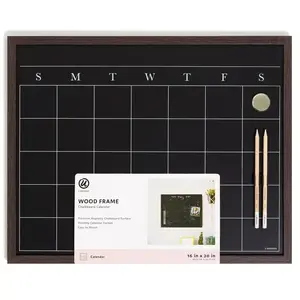 U Brands 16X20 Flat Front Wood Frame Chalkboard Calendar - Walnut