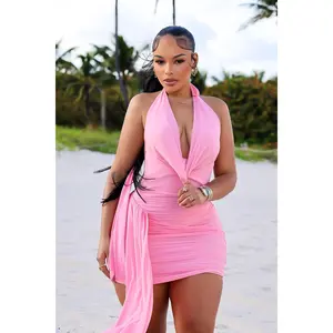 Yvon Draped Halter Mini Dress