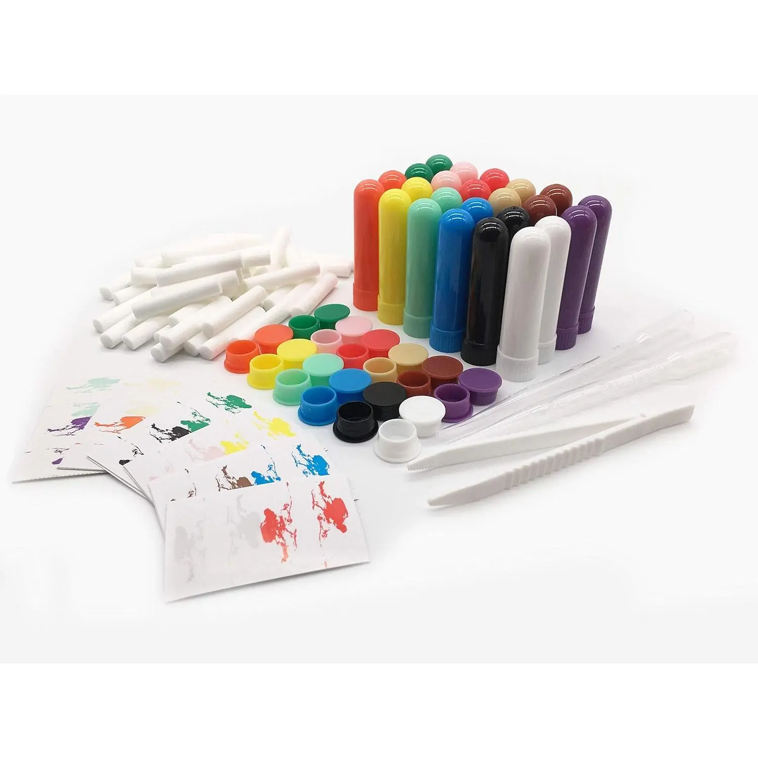 Empty Nasal Inhaler Tubes Kit with Wicks - 24 Tubes, 12 Extra Wicks, 36 Writable Stickers, 2 Mini Droppers, 1 Tweezers for Nasal & Oral Care