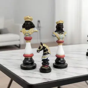 Vintage Chess Pieces Set, Retro Court Art Design, Decorative Chessmen, Tabletop Decoration for Board Games & Home Setup, Living Room Decor, Aesthetic Appeal