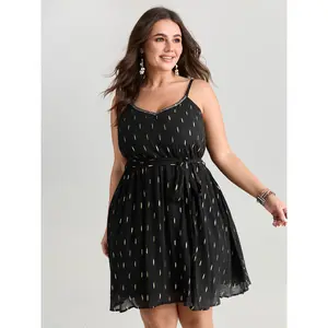 BLOOMCHIC Women's Plus Size Casual Sleeveless Garment - Sequin Neckline Swimweek