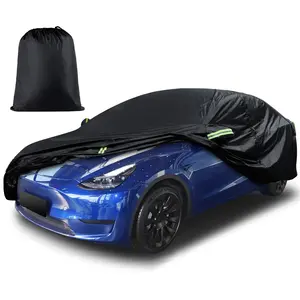 Car Cover Custom Fit for Model Y Car Cover 2020-2025 Waterproof Full Exterior Cover Rain Snow Protection with Charging Port Ventilated Mesh Door Zipper