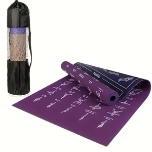 A yoga mat with yoga poses pattern,  75 illustrated yoga poses and 75 stretching exercises,  suitable for both men and women - non-slip, extra thick, flexible and durable, suitable for beginners Home Pilates Equipment pilates board at home pilates board