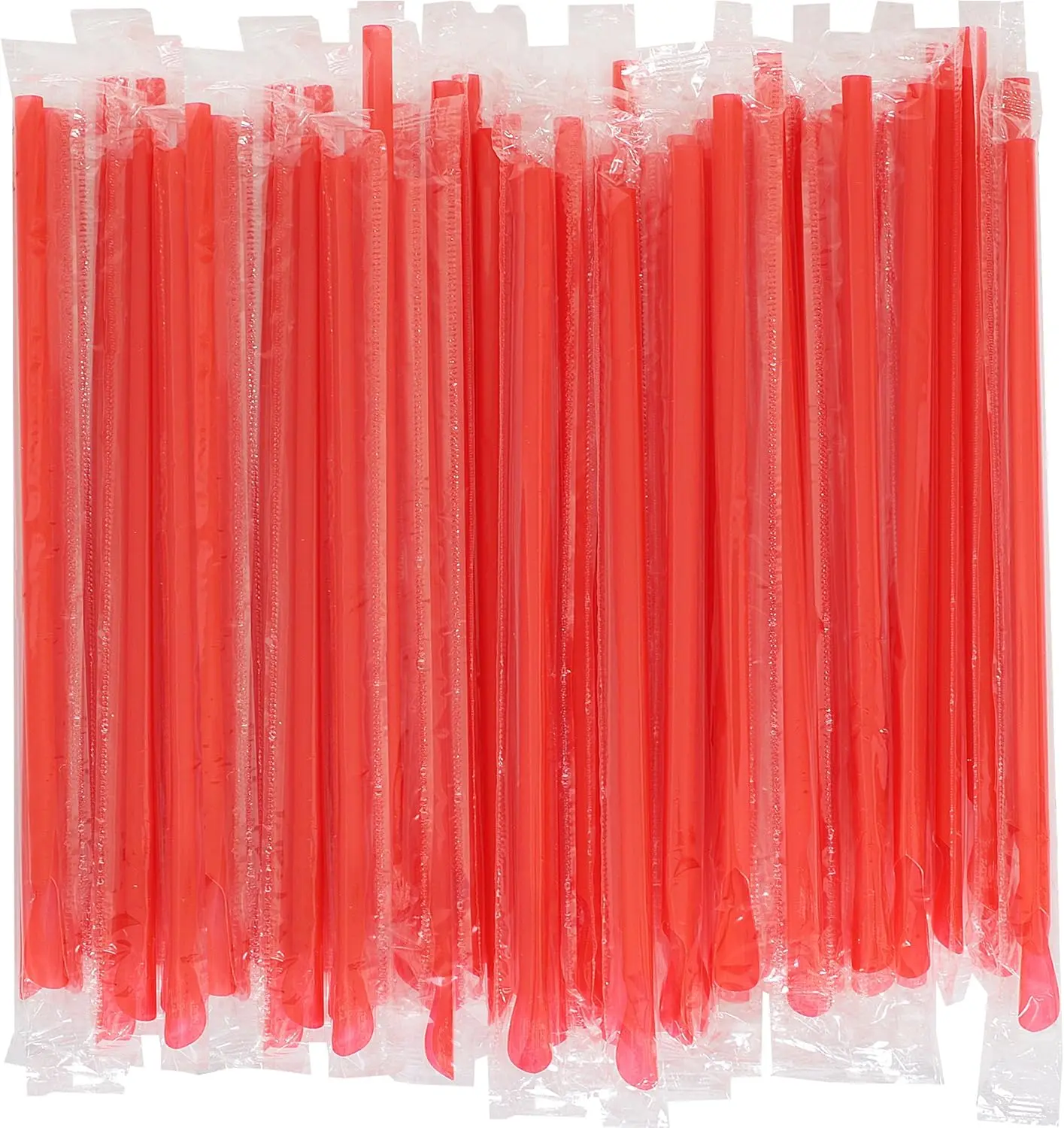 Individually Wrapped Sno-cone Spoon Straws (Red, 300)