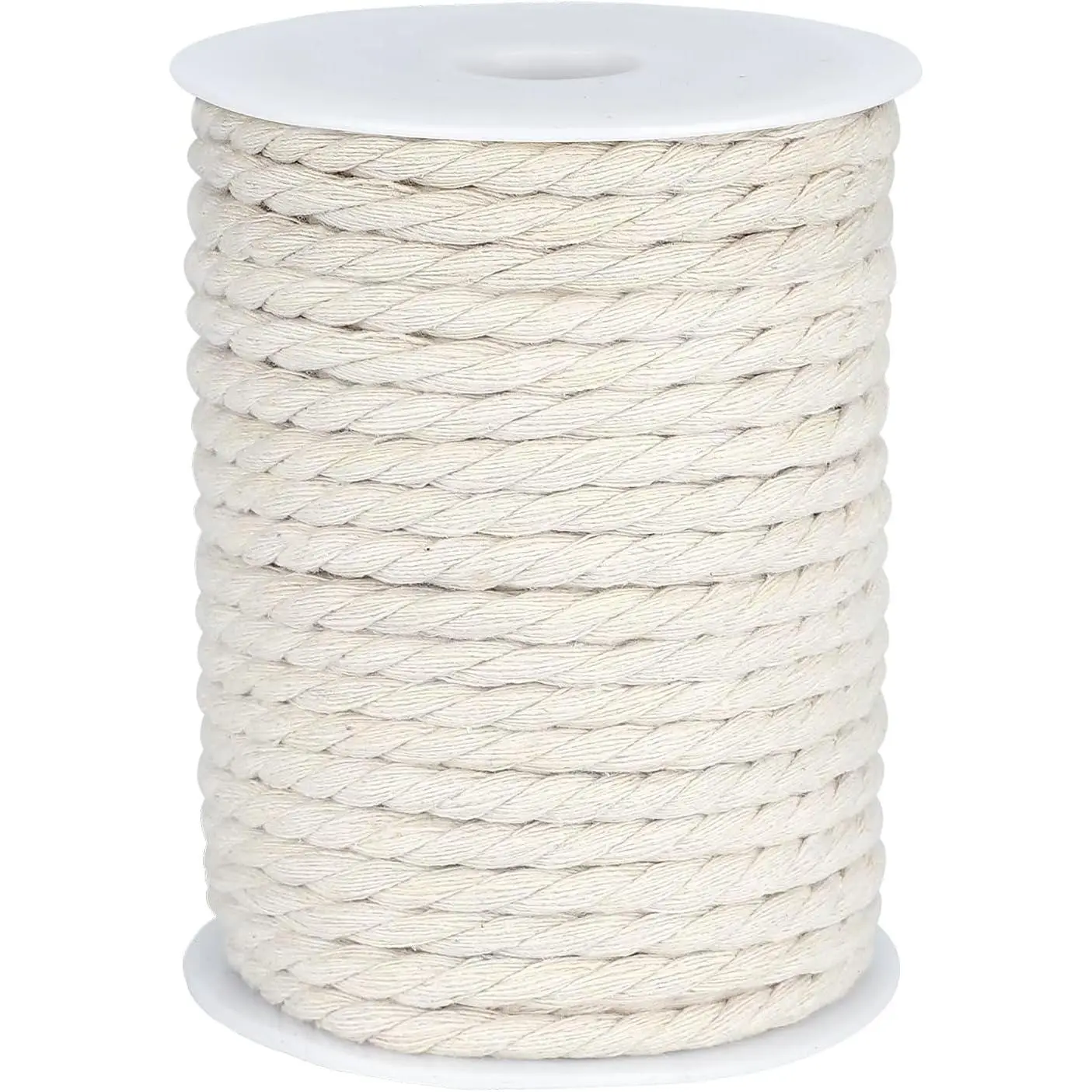 1/4 Inch Nautical Cotton Rope, 6mm x 98Feet Clothes Line for Outdoor, 3 Ply White Rope Cord Unbleached, Macrame Cord for Clothesline, Baskets, Hangings, Pots, Pet, Toys