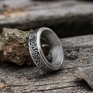 GTHIC Viking Triquetra Celtic Knot Stainless Steel Spinner Ring Band Ring for Men Women Daily Wear Birthday Gifts