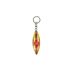Hawai'i Surfboard Wood Keychain