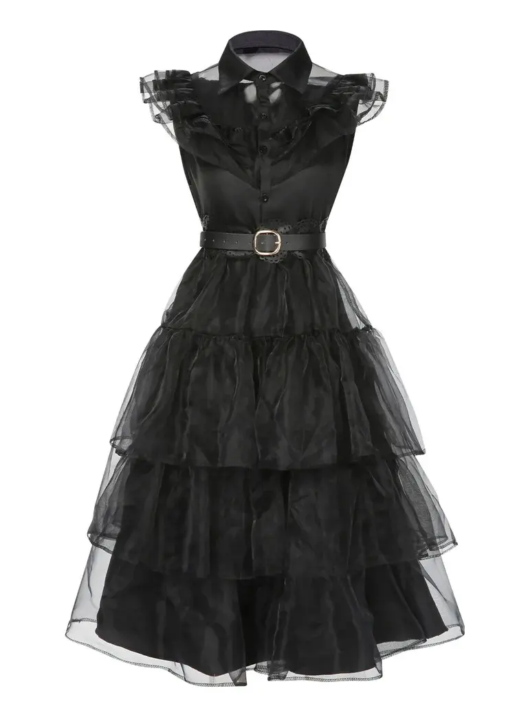 RETRO STAGE Women's Vintage 1950s Belted Lace Dress - Halloween-Themed Casual Dress, Elegant Formal Outfit with Accessories, Halloween-Themed Casual Dresses tiktokshopbacktoschool BackToSchool Sohochic Fall Dresses Fall outfits Fall fashion