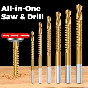 6Counts Metalworking Ldeal ForDrilling,Titanium-Plated High Speed SteelDrill Bits Setfor,Screwing,Boring,Carving,Cutting &Polishing.