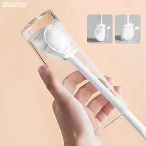 360° Silicone Milk Bottle Brush Cup Scrubber Glass Cleaner Long Handle Drink Bottle Clean Brush Kitchen Cleaning Tool