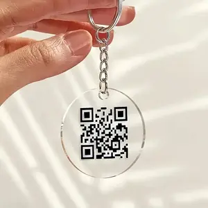 A Customizable Acrylic QR Code Keychain - a Round Personalized Keychain, Perfect for Business And Social Media Tags, Lightweight, And Ideal for Decorations And Holiday Gifts