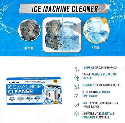 Ice Machine Cleaner Maker Descaler - 24 ACTIVE Clean Tablets Compatible with Frigidaire, Opal, GE Profile, Kitchenaid, Nickel Safe Scale Remover for Countertop, Nugget Ice Makers Bulk 1 Year Supply