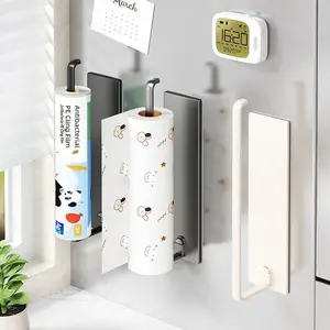Magnetic Self-Adhesive Wall-Mounted Paper Towel Holder, Tissue Holder, Tissue Dispenser, Easy Magnetic Installation, Suitable for Kitchen Bathroom Cabinet Sink Balcony