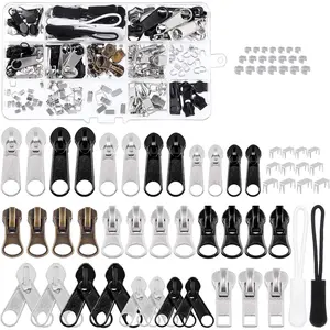 250 count Zipper Replacement Zipper Repair Fix Kit Zipper Slider Set for Fixing Luggage Bags, Coats, Jean, Jackets, Tents